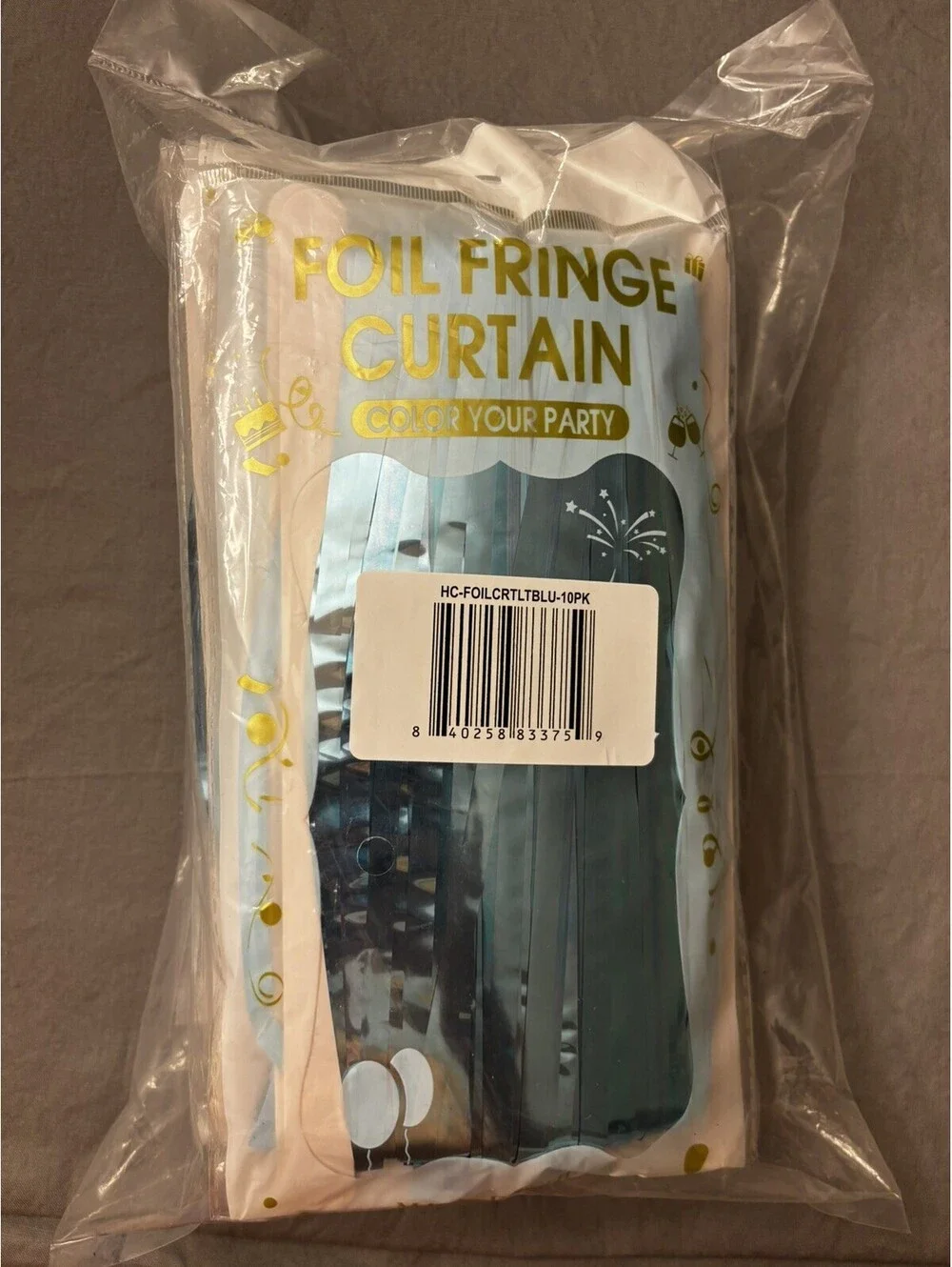 10 Pack Light Blue Fringe Backdrop Curtains, Light Blue Streamers Party...